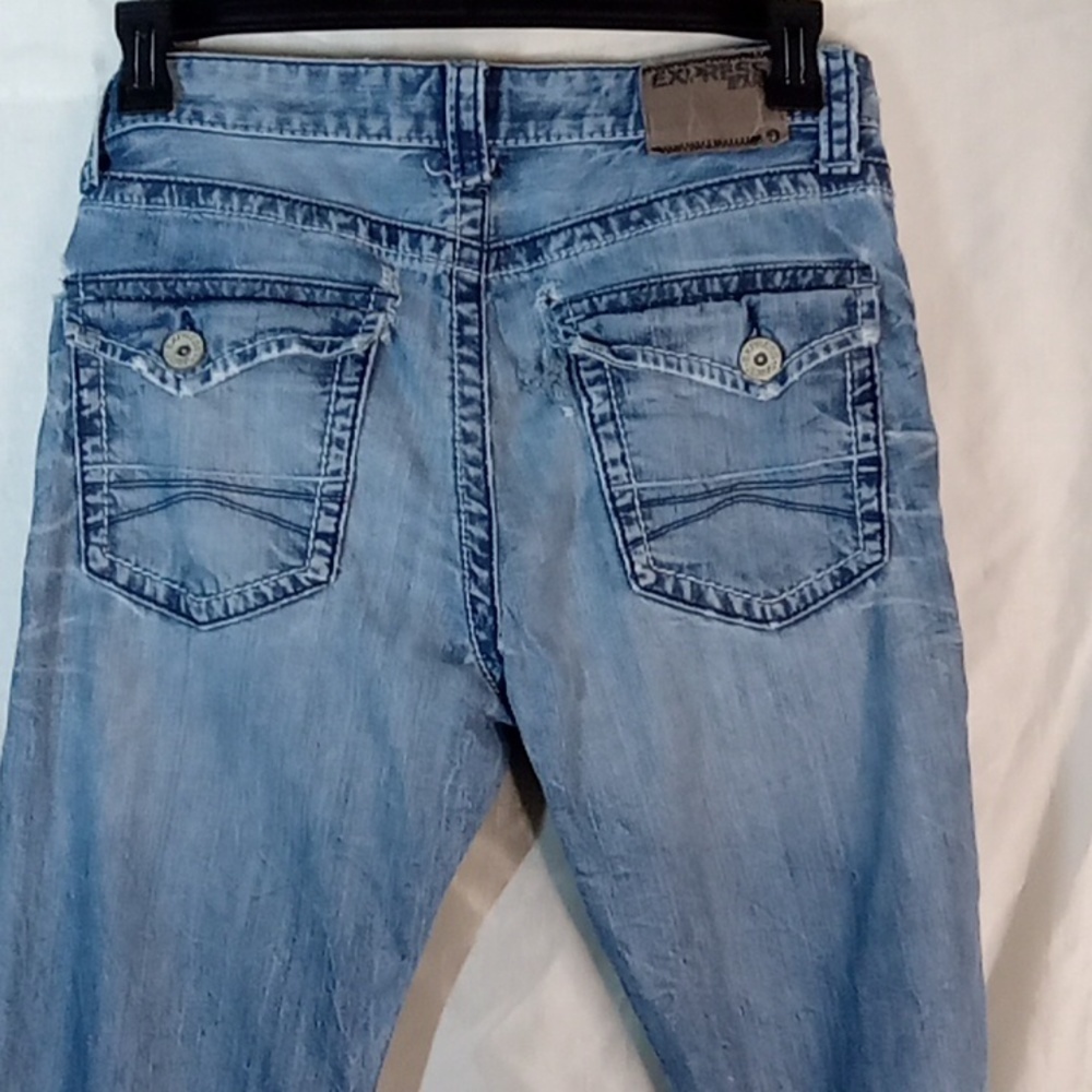 Express distressed blue jeans 32/32 Y2k - Picture 8 of 8